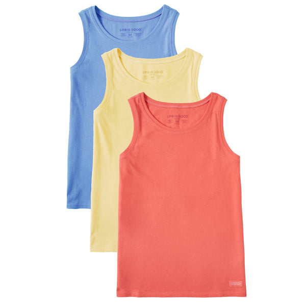 life is good Women's Solid 3-Pack Crusher Tank- Multi 3