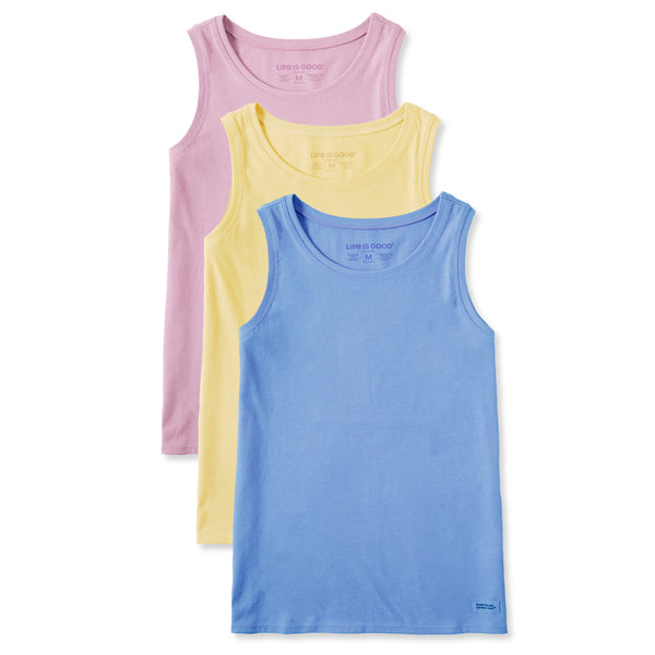 life is good Women's Solid 3-Pack Crusher Tank- Multi 4