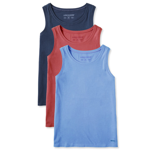 life is good Women's Solid 3-Pack Crusher Tank- Multi 6
