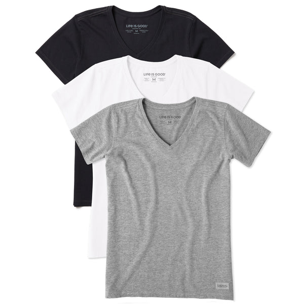 life is good Women's Solid 3-Pack Crusher Vee- Multi