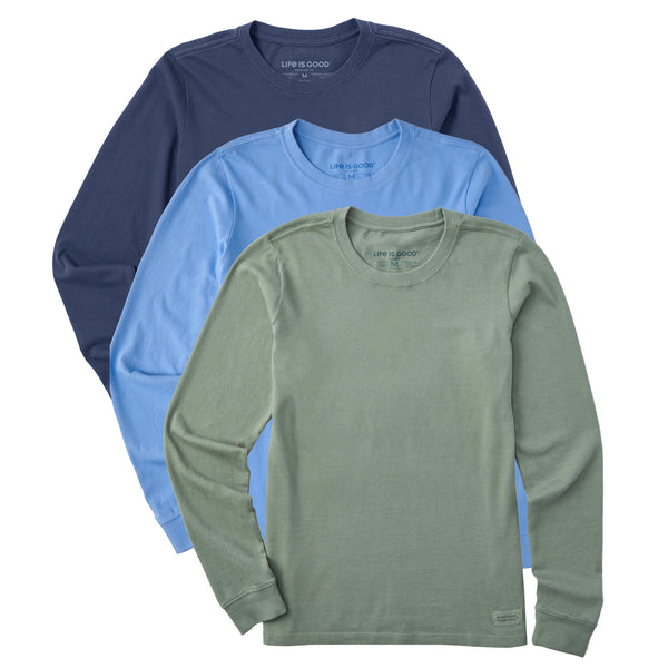 life is good Women's Solid 3-Pack Long Sleeve Crusher Tee - Multi