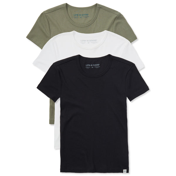 life is good Women's Solid 3-Pack Modal Ribbed Tee - Multi