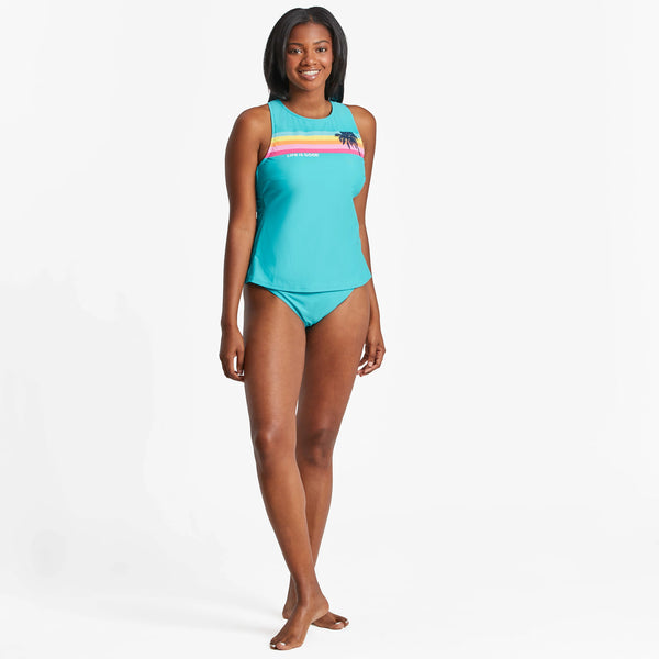 Life Is Good Women's Spectrum Palm High Neck Tankini Swimsuit Top