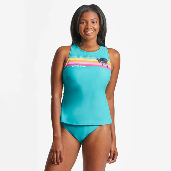 life is good Women's Spectrum Palm High Neck Tankini Swimsuit Top