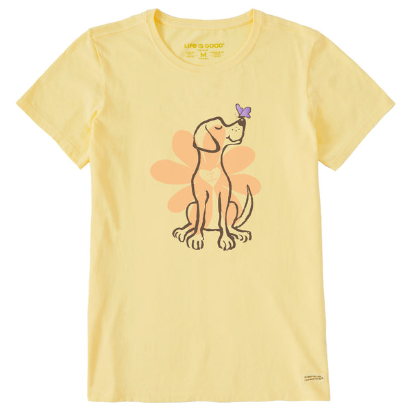 Life Is Good Women's Spring Daisy Dog Short Sleeve Tee