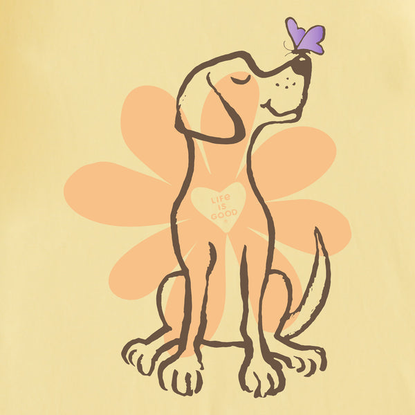 Life Is Good Women's Spring Daisy Dog Short Sleeve Tee