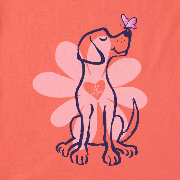 Life Is Good Women's Spring Daisy Dog Short Sleeve Vee
