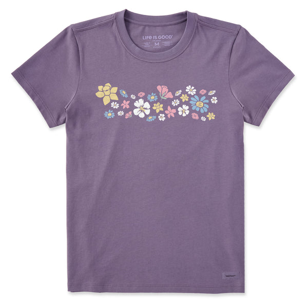 Life Is Good Women's Spring Wildflowers Pattern Short Sleeve Crusher Tee