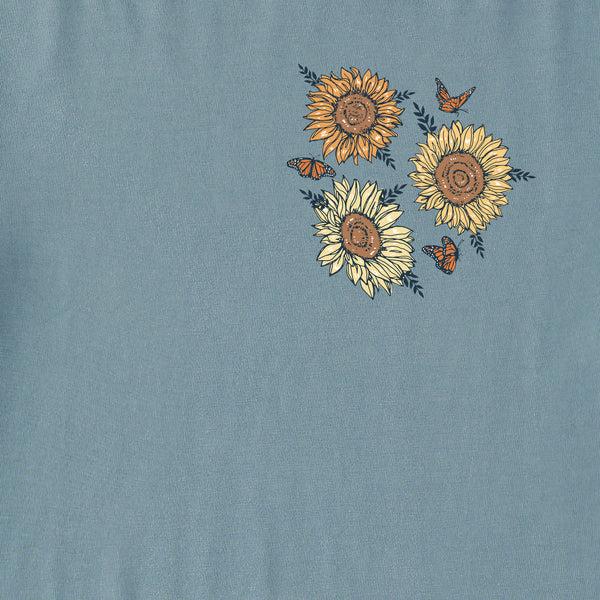 Life Is Good Women's Sunflower Butterflies Long Sleeve Crusher Tee