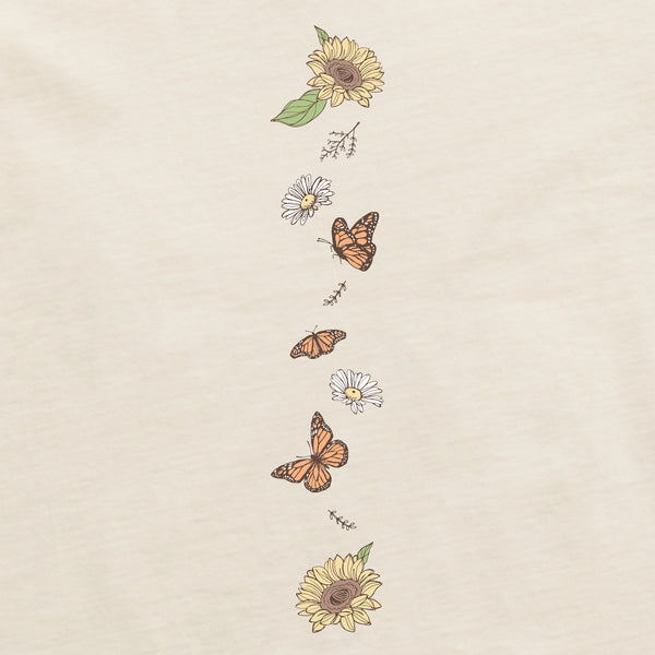 Life Is Good Women's Sunflower Monarch Jar Long Sleeve Crusher Tee