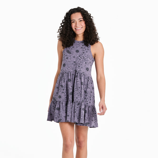 life is good Women's Sunshine Floral Pattern Tiered Tank Dress