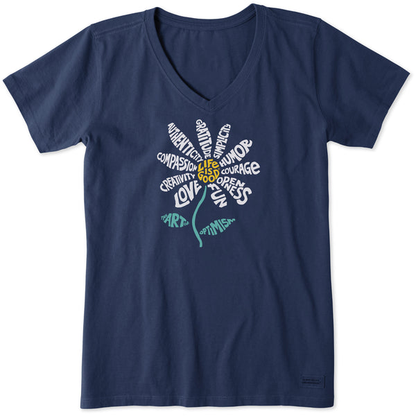 Life Is Good Women's Superpowers Daisy Short Sleeve Vee