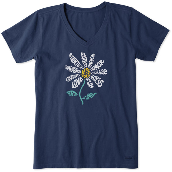 life is good Women's Superpowers Daisy Short Sleeve Vee