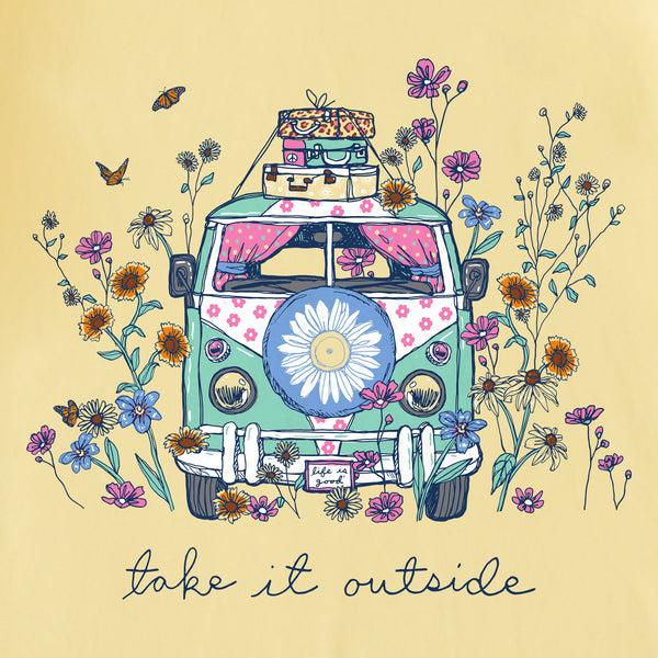 Life Is Good Women's Take It Outside Wildflower Van Short Sleeve Tee