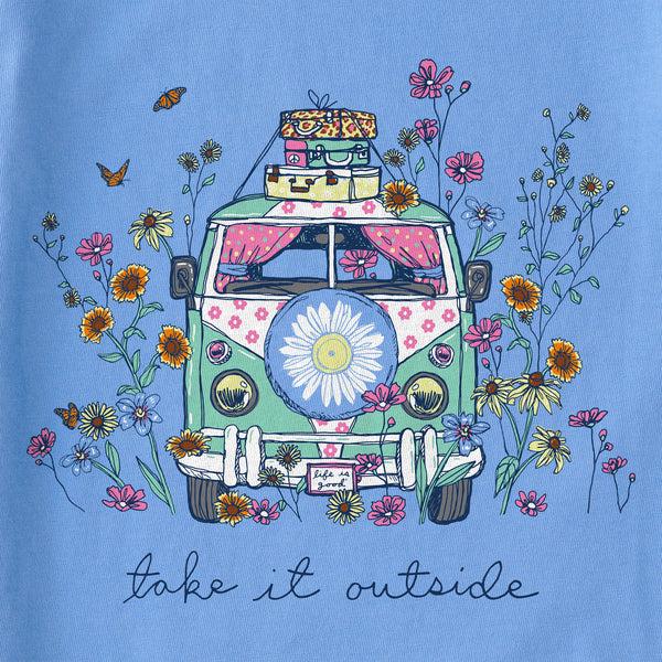 Life Is Good Women's Take It Outside Wildflower Van Short Sleeve Tee