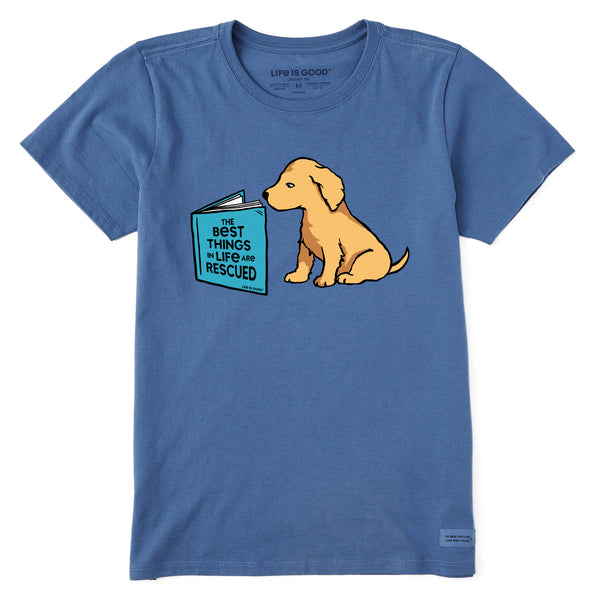 life is good Women's The Best Things are Rescued Short Sleeve Tee