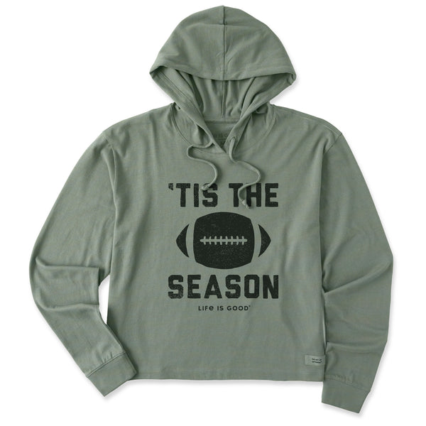 Life Is Good Women's Tis The Football Season Crusher Boxy Hoodie