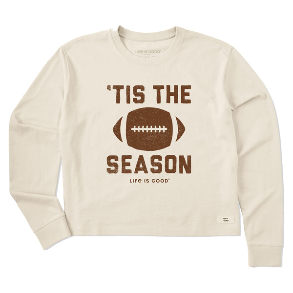 life is good Women's Tis The Football Season Long Sleeve Crusher Boxy Tee