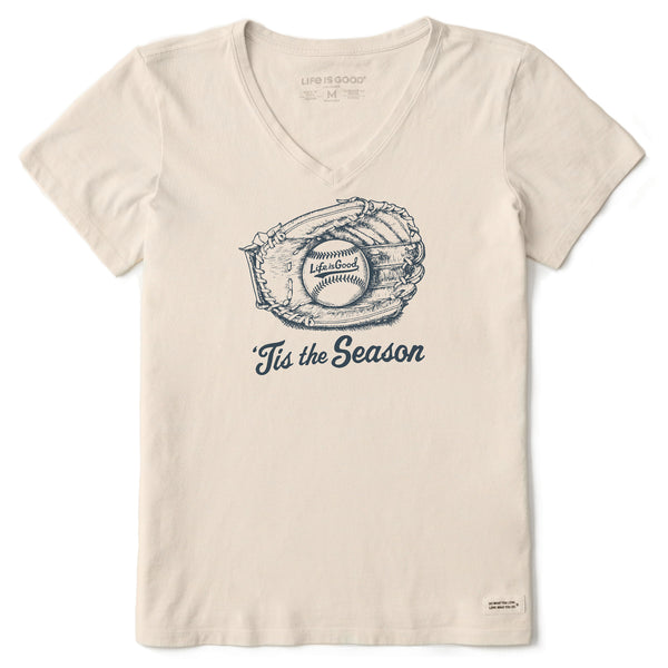 life is good Women's 'Tis the Season Baseball Glove Short Sleeve Crusher Vee