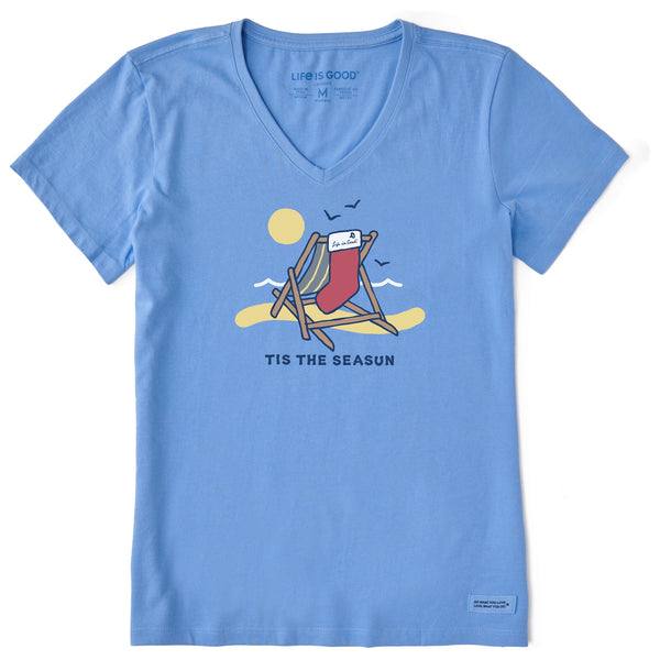 life is good Women's Tis the Seasun Short Sleeve Crusher-LITE Vee