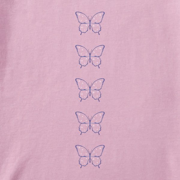 Life Is Good Women's Twinkling Icy Butterfly Long Sleeve Crusher Tee