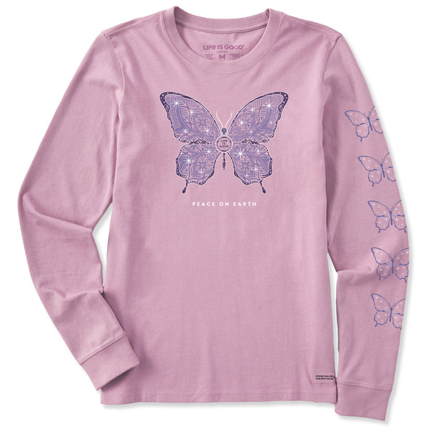 life is good Women's Twinkling Icy Butterfly Long Sleeve Crusher Tee