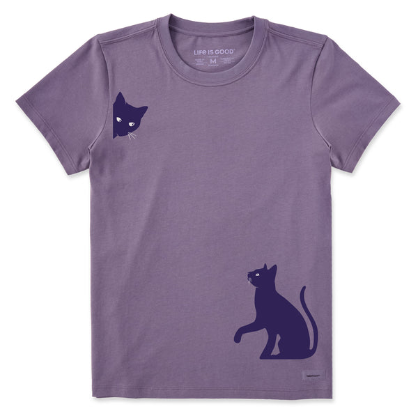 life is good Women's Two Curious Cats Short Sleeve Crusher Tee
