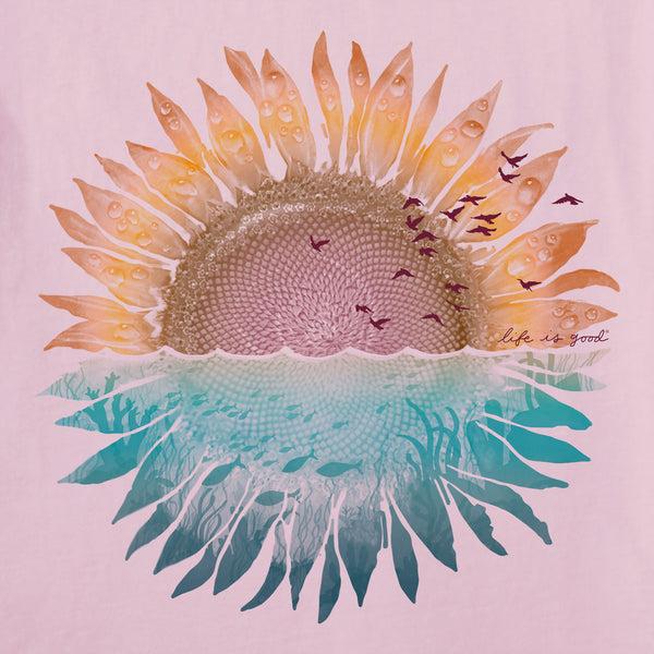 Life Is Good Women's Under Sunflower Short Sleeve Crusher Vee