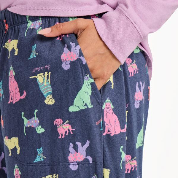 Life Is Good Women's Warm Winter Dogs Pattern Snuggle Up Sleep Pant