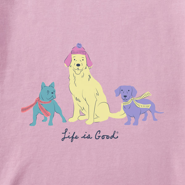 Life Is Good Women's Warm Winter Dogs Trio Long Sleeve Snuggle Up Sleep Tee