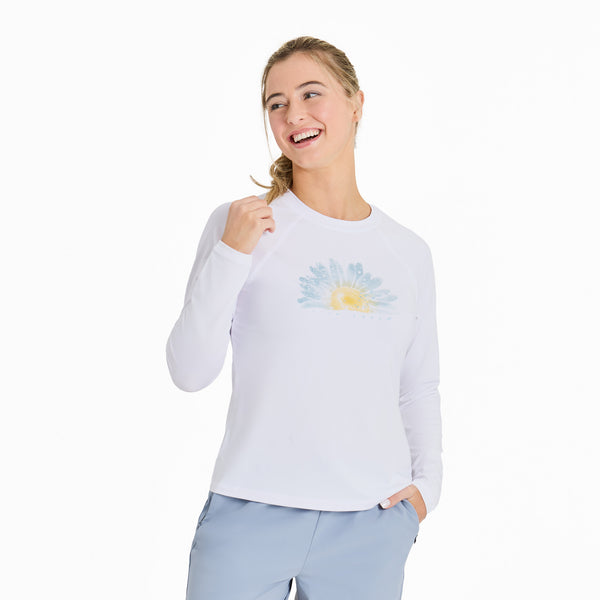Life Is Good Women's Watercolor Daisy Long Sleeve Rashguard