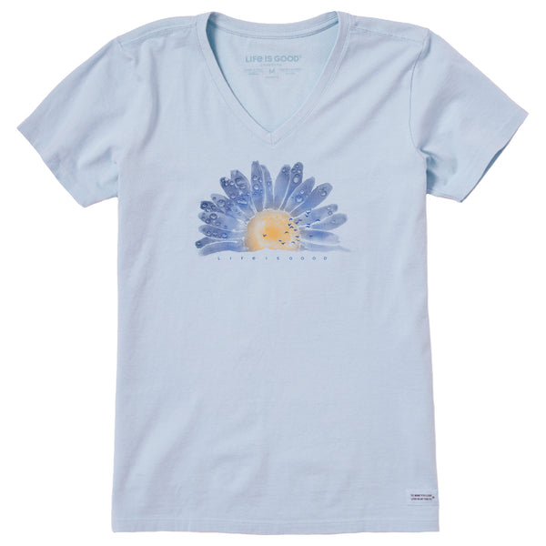 Life Is Good Women's Watercolor Daisy Short Sleeve Crusher Vee