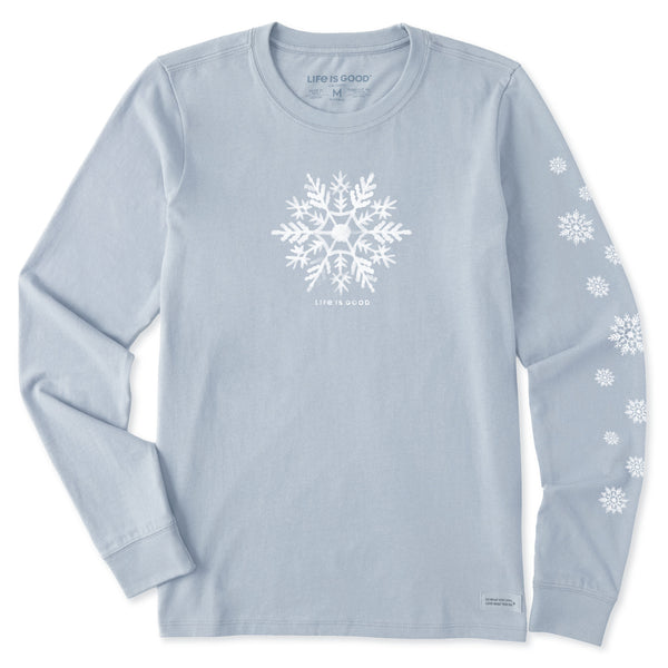 Life Is Good Women's Watercolor Snowflake Long Sleeve Crusher Tee