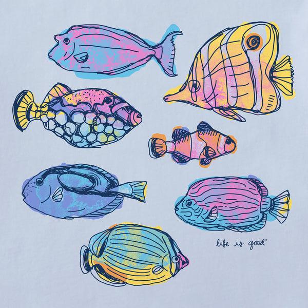 Life Is Good Women's Watercolor Tropical Fish Crusher-LITE Shrunken Tee