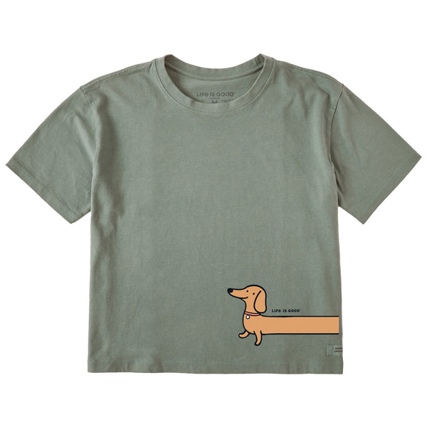 life is good Women's Weenie Dog Short Sleeve Crusher Boxy Tee