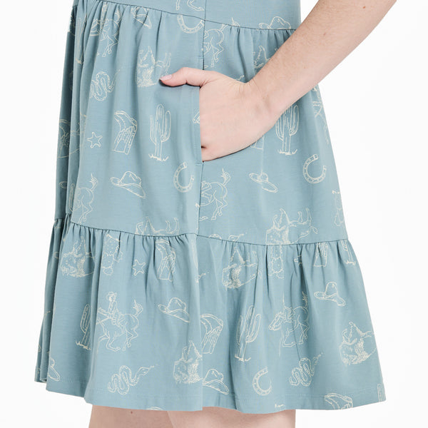 Life Is Good Women's West Is Best Pattern Tiered Tank Dress