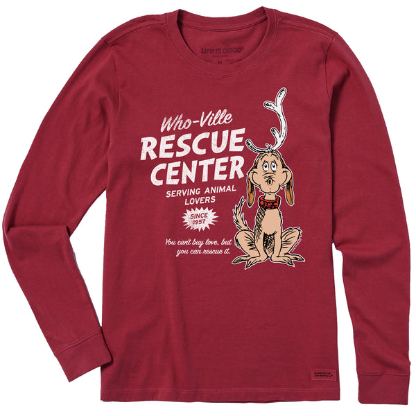 life is good Women's WhoVille Rescue Center In Color Long Sleeve Crusher Tee