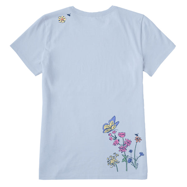 Life Is Good Women's Wildflower Butterfly Garden Short Sleeve Crusher Tee