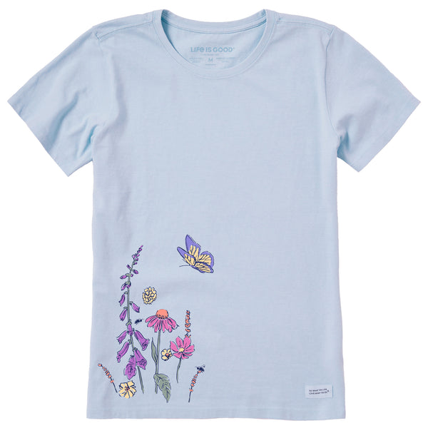 life is good Women's Wildflower Butterfly Garden Short Sleeve Crusher Tee
