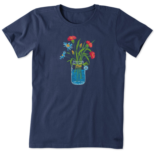 Life Is Good Women's Wildflower Jar Short Sleeve Tee