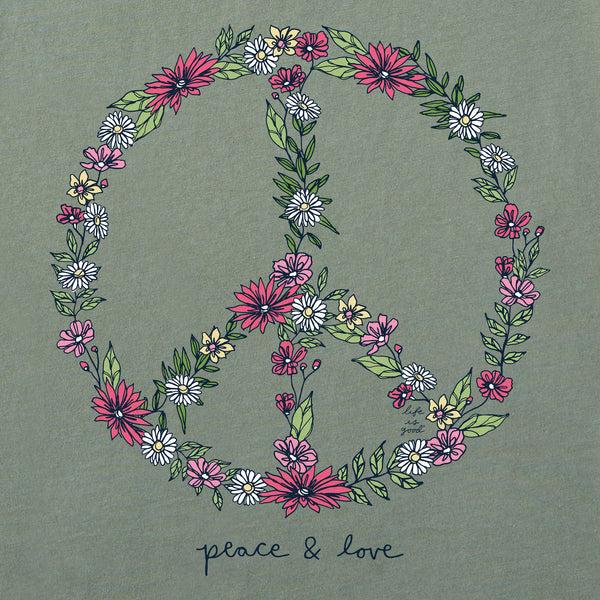 Life Is Good Women's Wildflower Love Peace Sign Short Sleeve Tee