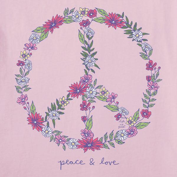Life Is Good Women's Wildflower Love Peace Sign Short Sleeve Tee