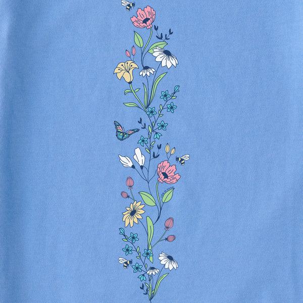 Life Is Good Women's Wildflowers And Bees Long Sleeve Crusher Tee
