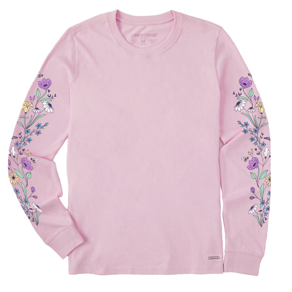Life Is Good Women's Wildflowers And Bees Long Sleeve Crusher Tee