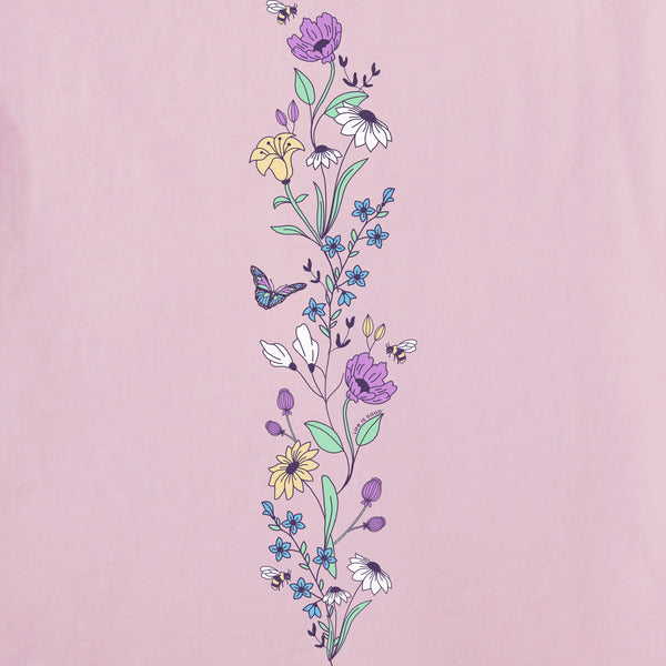 Life Is Good Women's Wildflowers And Bees Long Sleeve Crusher Tee