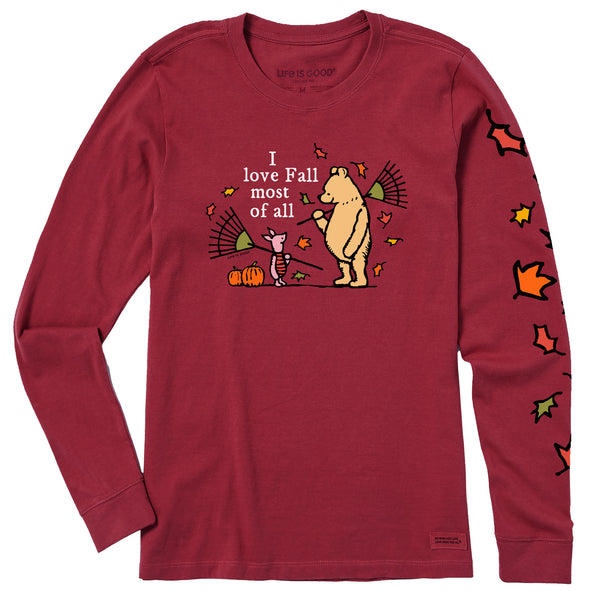 life is good Women's Winnie I love Fall Most of All Long Sleeve Crusher Tee
