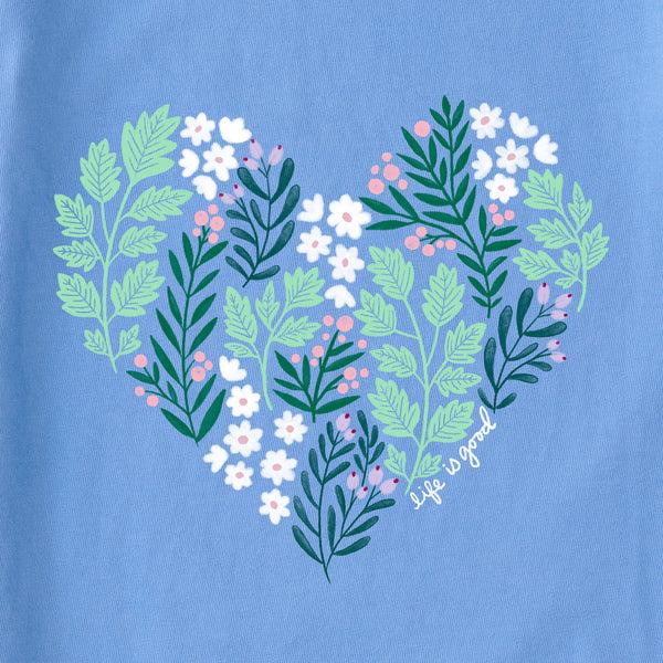 Life Is Good Women's Winter Flowers Heart Long Sleeve Crusher Vee