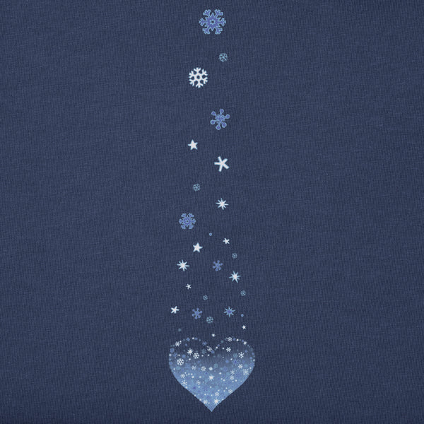 Life Is Good Women's Winter Heart Snowflakes Long Sleeve Crusher Vee