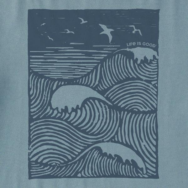 Life Is Good Women's Woodblock Ocean Scene Crusher Boxy Hoodie