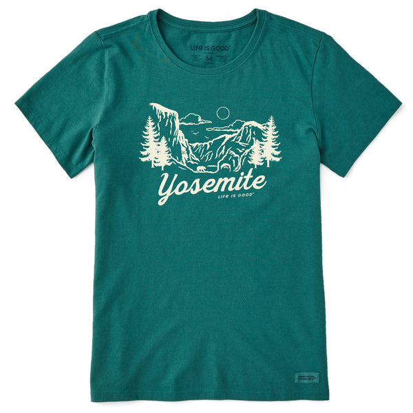 life is good Women's Yosemite Hand Drawn Scene Short Sleeve Crusher Tee